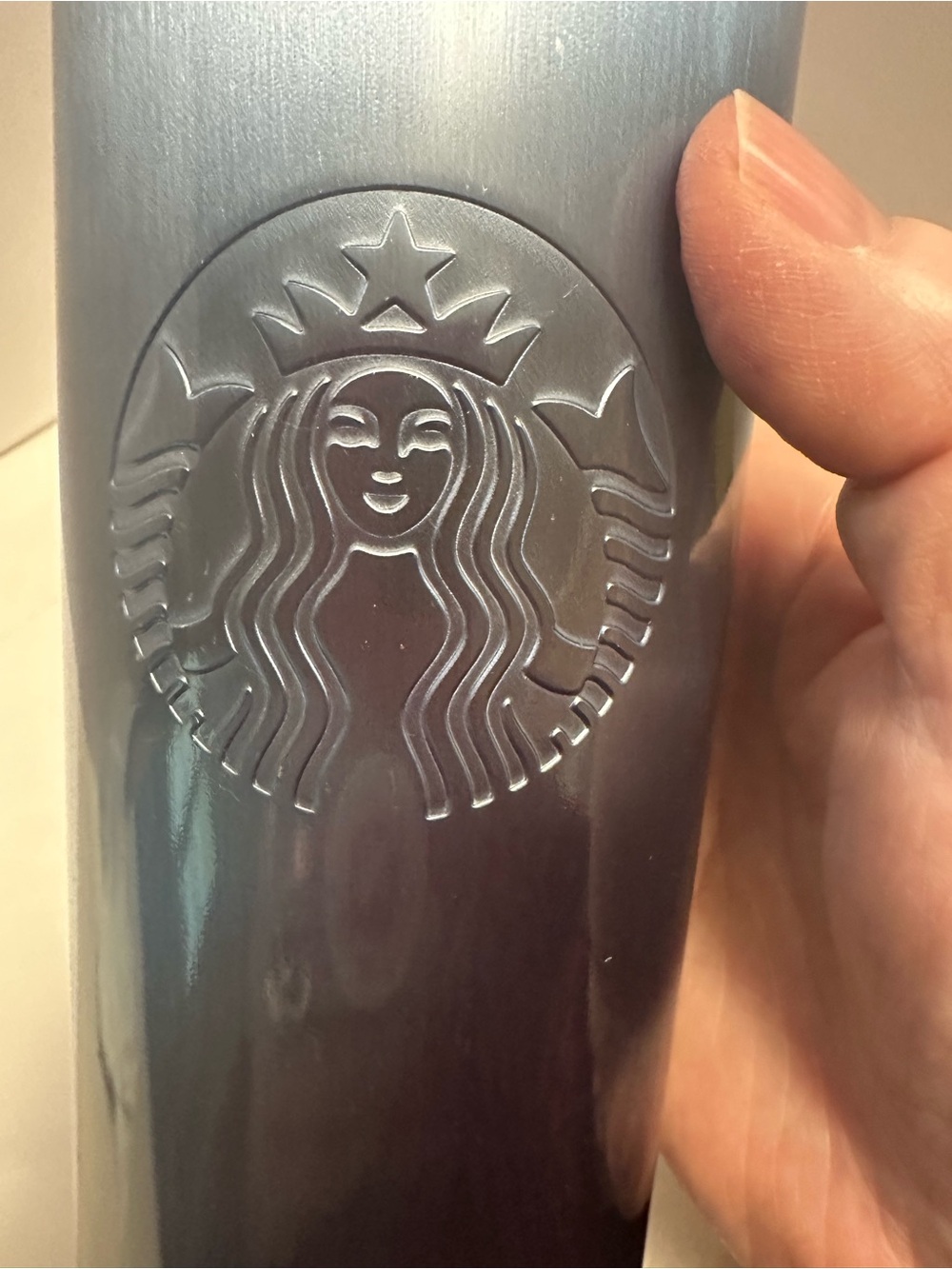 Starbucks Metallic Blue Embossed Siren 16oz Tumbler